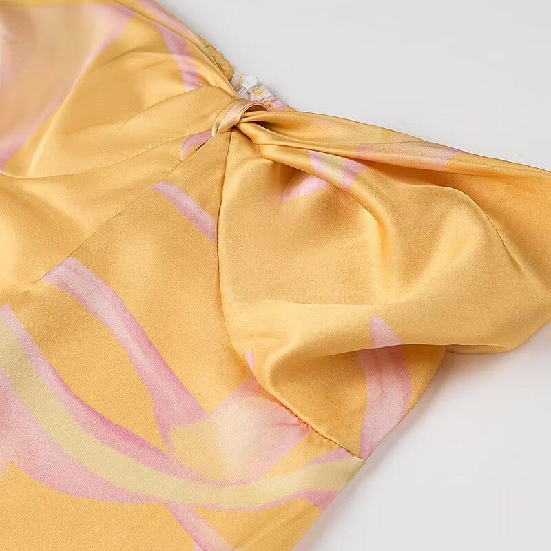 Halter Dress Digital Printing Wrapped Chest Sleeveless Pullover Backless Mid Waist Slim Fit A Line Dress