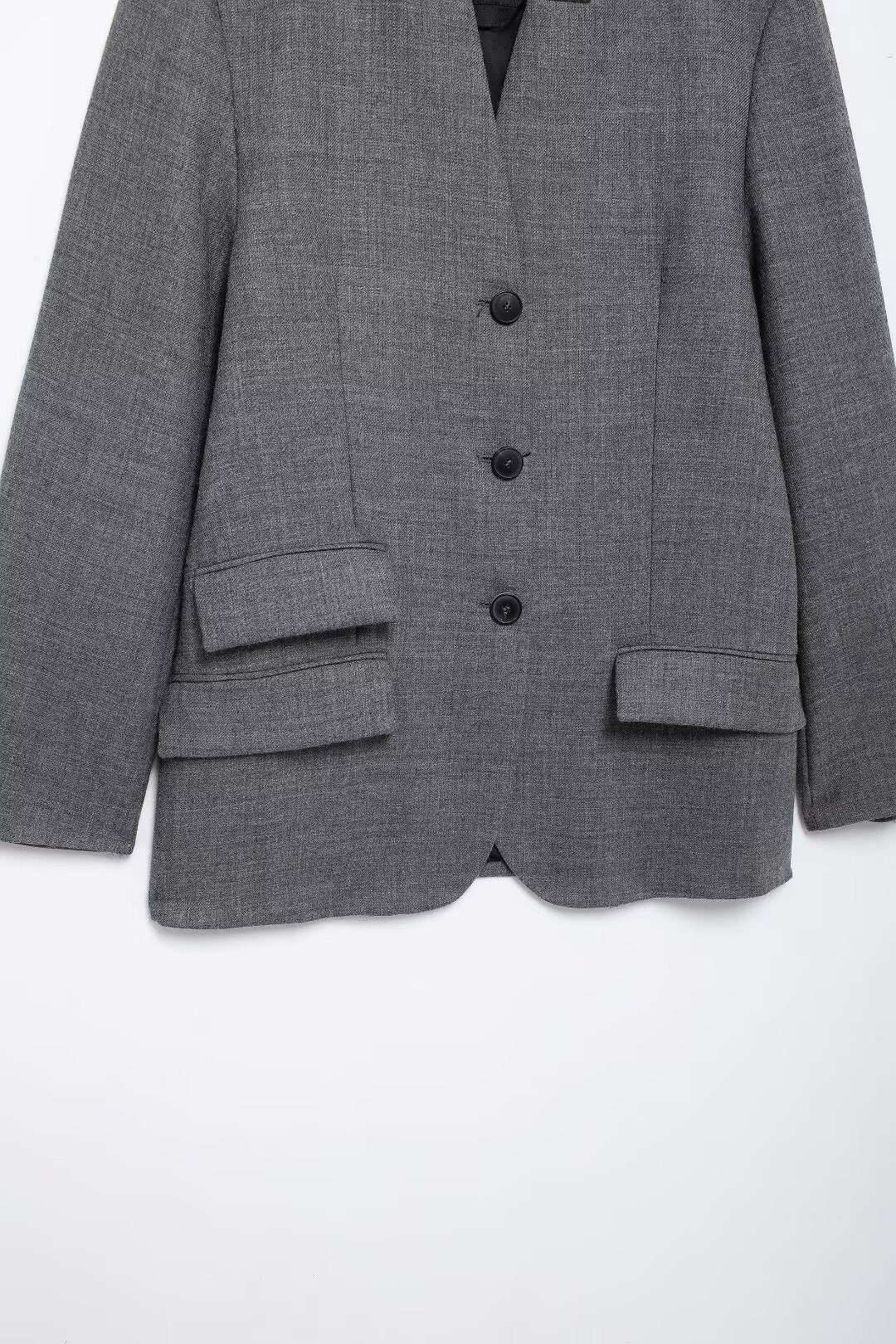 Fall Women Clothing Loose Simple Decorated Row Button Blazer