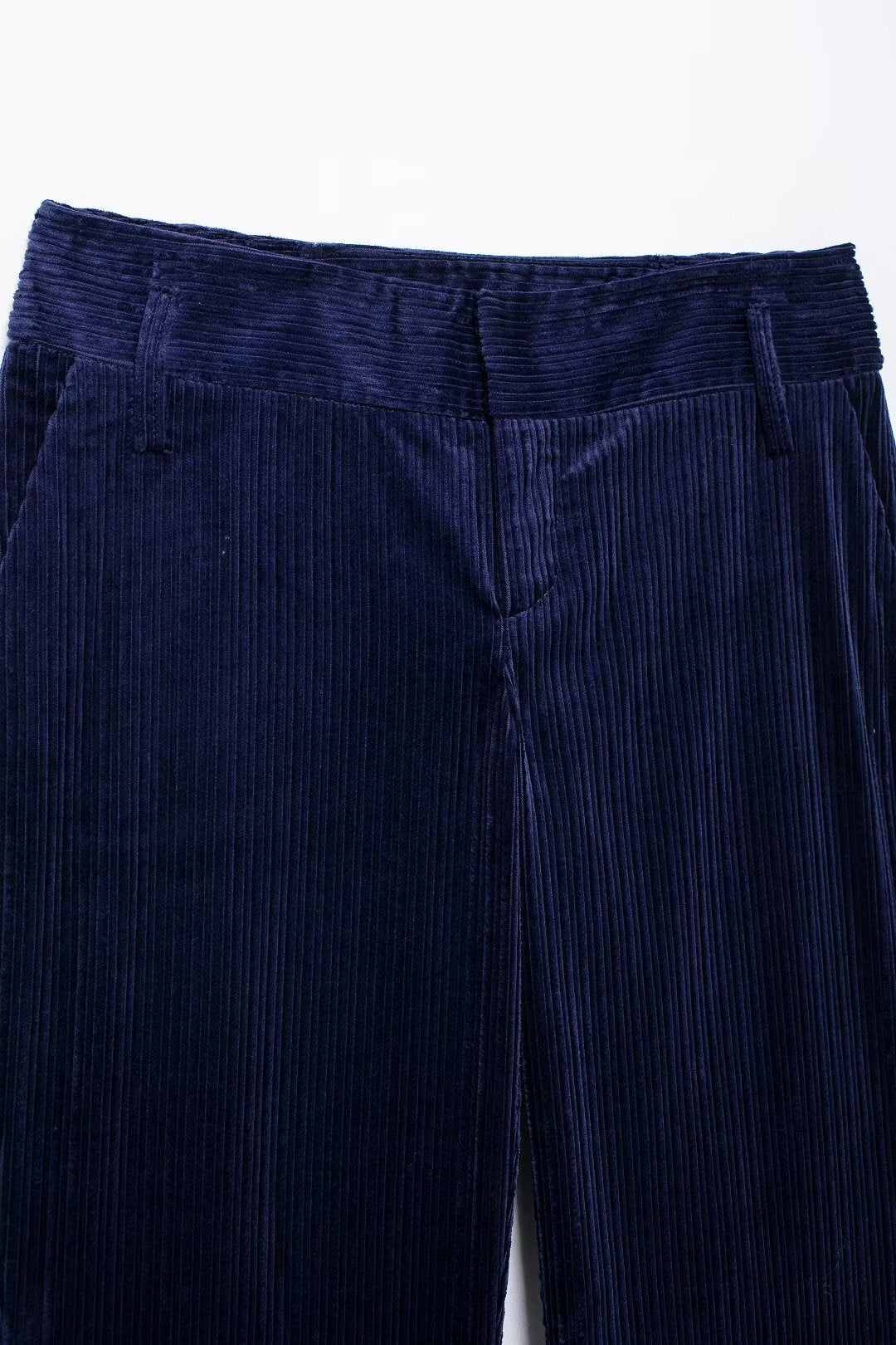 Autumn Women Casual High Waist Slim Corduroy Straight Leg Pants