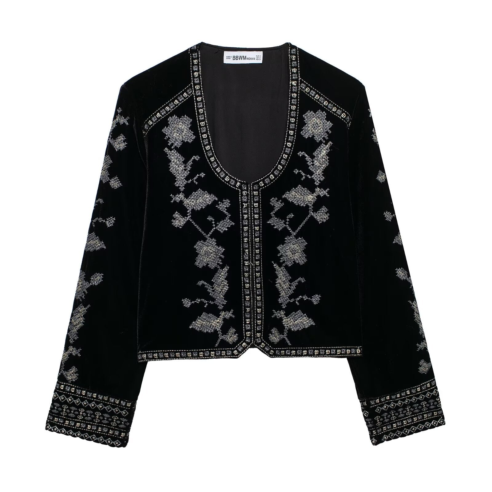 Women Beaded Inlaid Embroidered Velvet Jacket