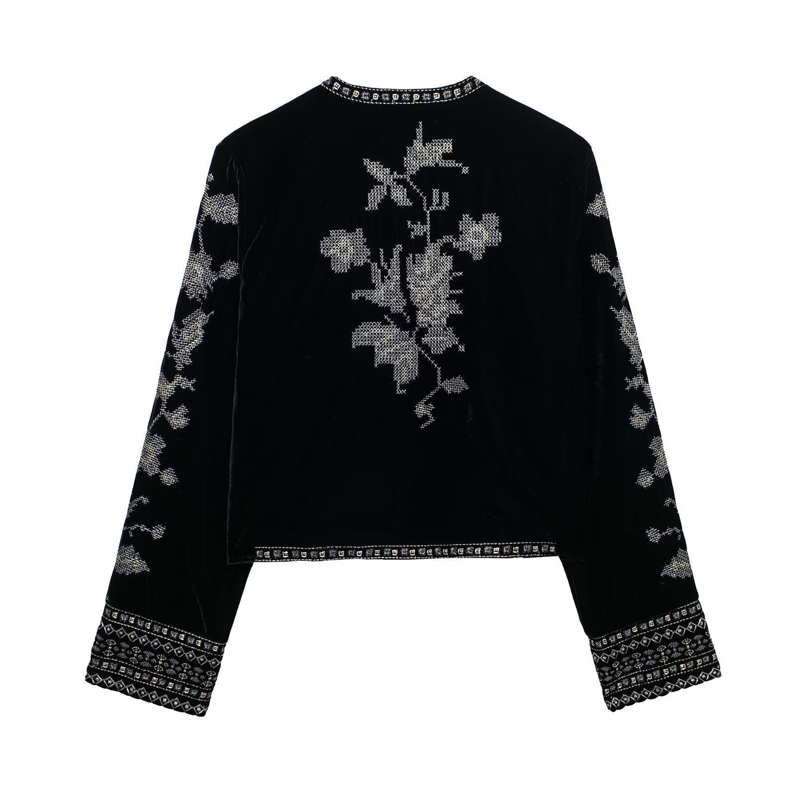 Women Beaded Inlaid Embroidered Velvet Jacket
