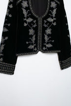 Women Beaded Inlaid Embroidered Velvet Jacket
