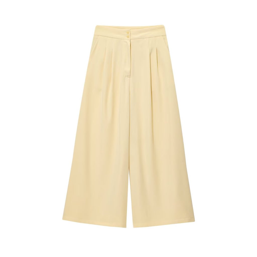 Spring Women Clothing Sleeveless Top Wide Leg Pants Waist Trimming Women Sest