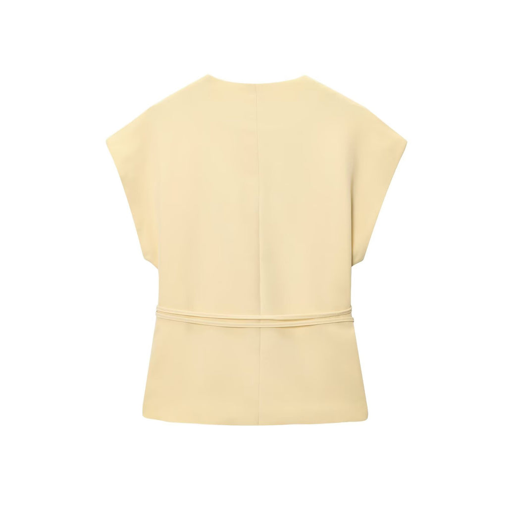 Spring Women Clothing Sleeveless Top Wide Leg Pants Waist Trimming Women Sest