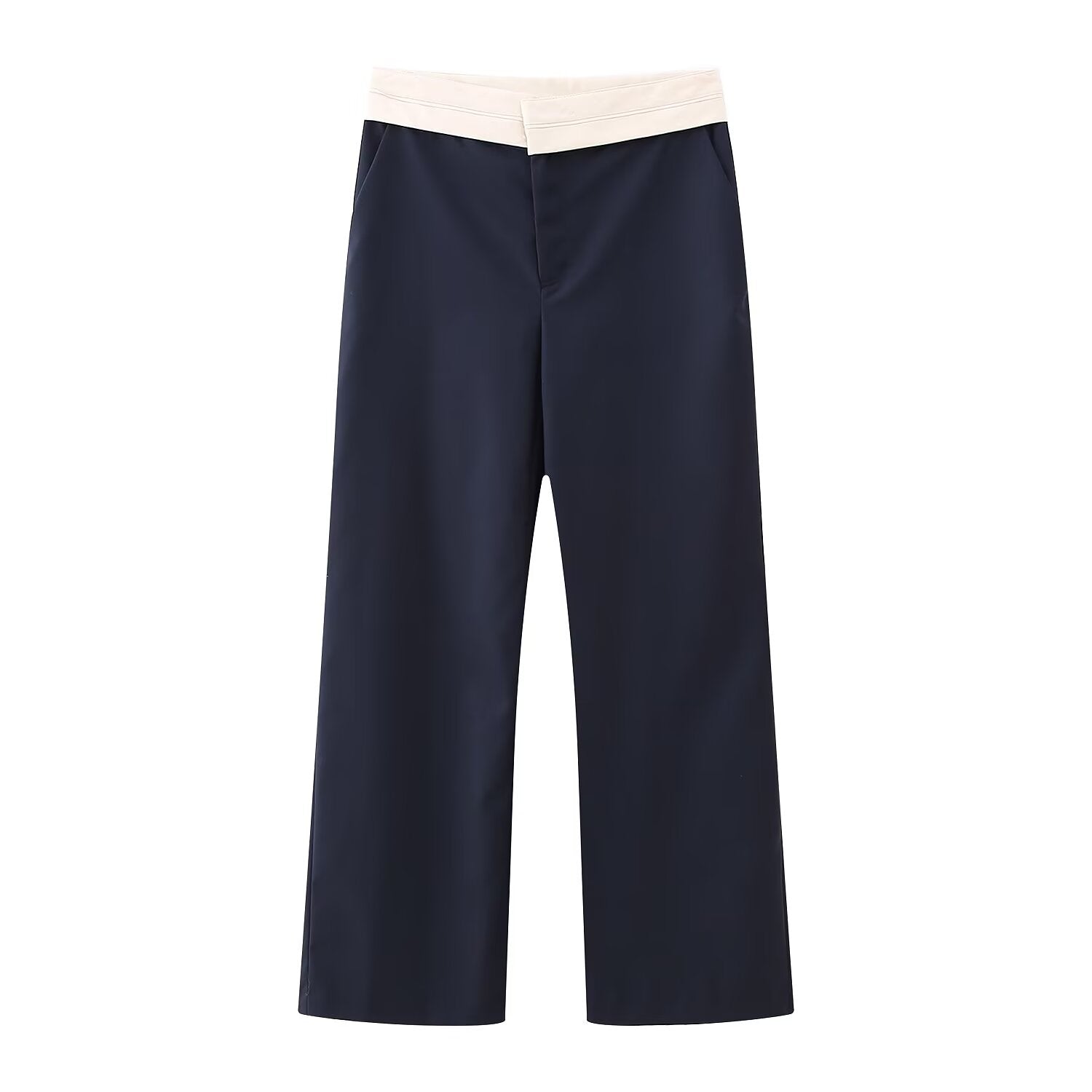 Summer Women Clothing Casual Contrast Color Waist Wide Leg Pants