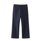 Summer Women Clothing Casual Contrast Color Waist Wide Leg Pants