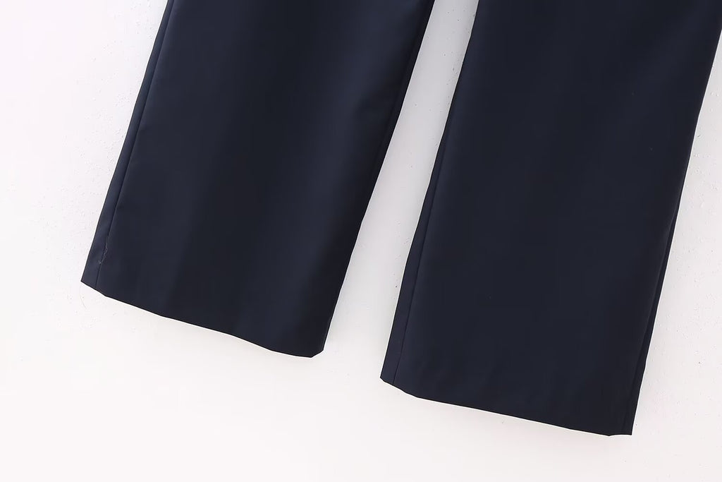 Summer Women Clothing Casual Contrast Color Waist Wide Leg Pants