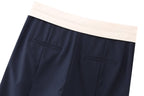 Summer Women Clothing Casual Contrast Color Waist Wide Leg Pants
