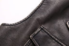 Women Clothing Autumn Vintage Vest Faux Leather Short Vest