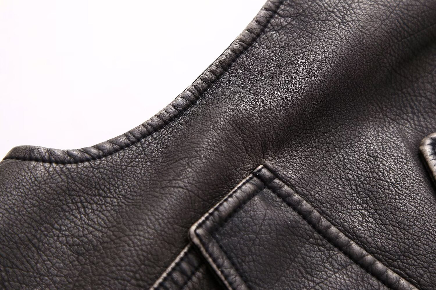 Women Clothing Autumn Vintage Vest Faux Leather Short Vest