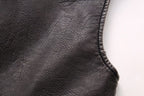 Women Clothing Autumn Vintage Vest Faux Leather Short Vest