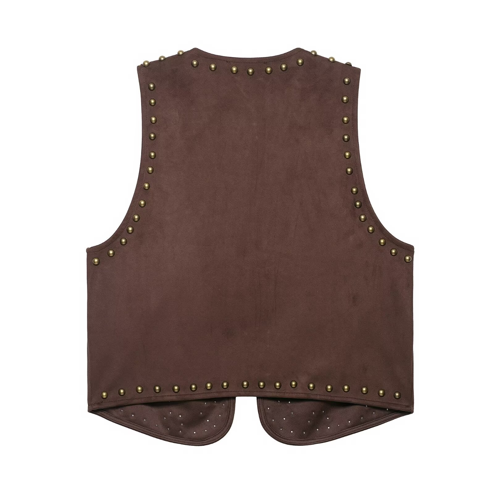 Women Clothing Rivet Suede Effect Vest Shorts