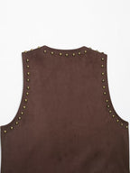 Women Clothing Rivet Suede Effect Vest Shorts