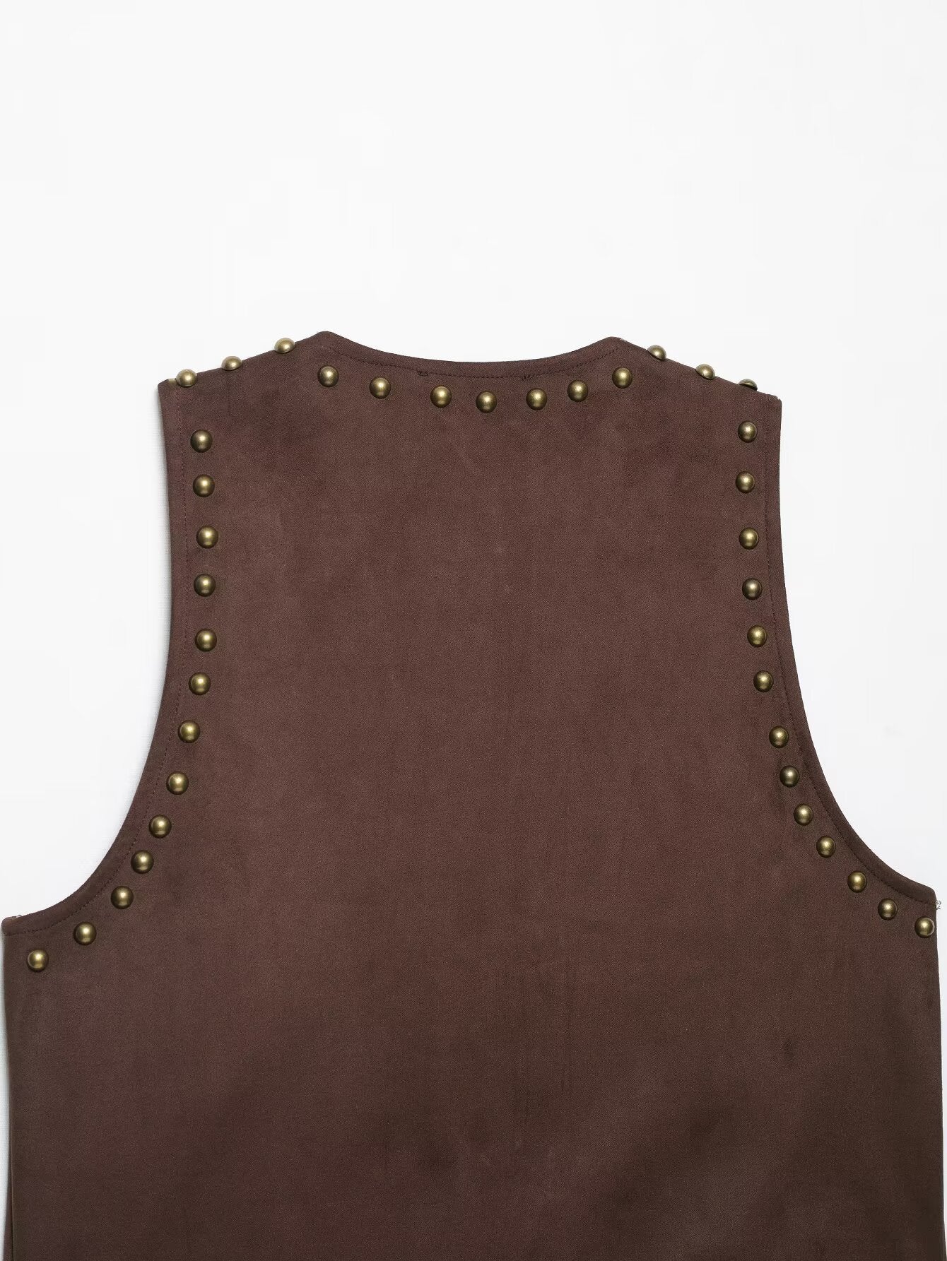 Women Clothing Rivet Suede Effect Vest Shorts