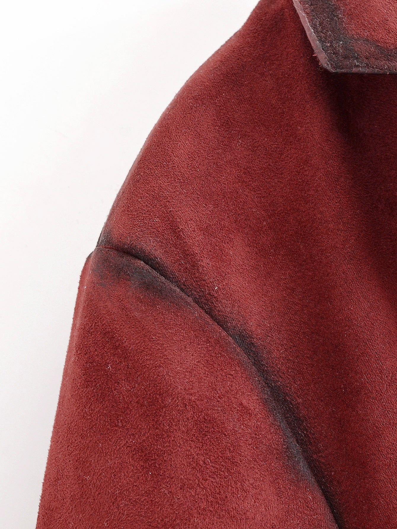 Women Clothing Autumn Street Contrast Color Decorative Suede Leather Jacket Coat