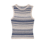 Women Clothing Summer Striped Texture Knitted Sleeveless Vest Top