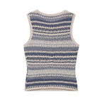 Women Clothing Summer Striped Texture Knitted Sleeveless Vest Top
