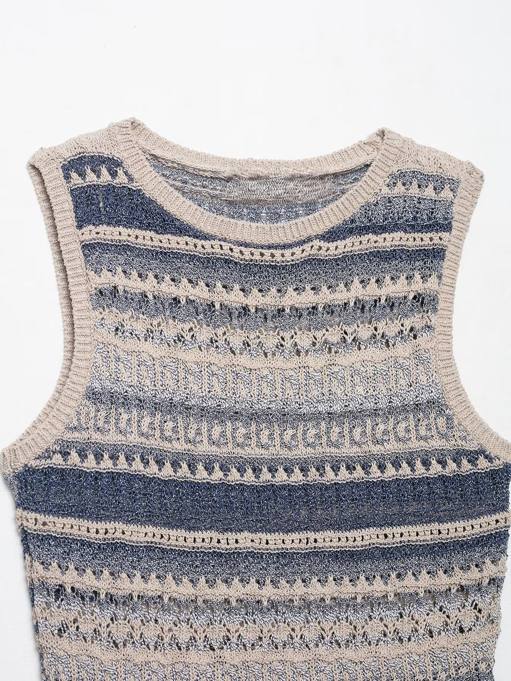 Women Clothing Summer Striped Texture Knitted Sleeveless Vest Top