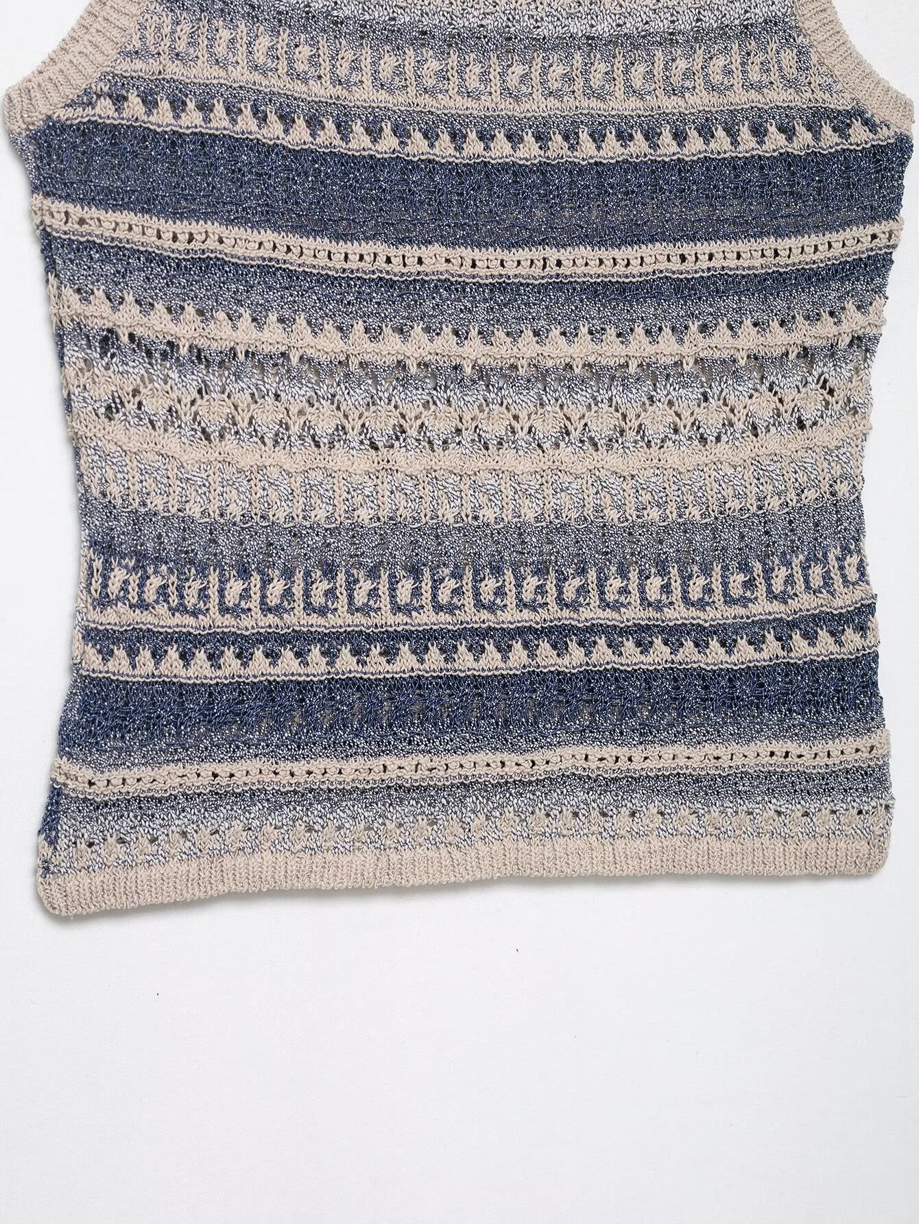Women Clothing Summer Striped Texture Knitted Sleeveless Vest Top