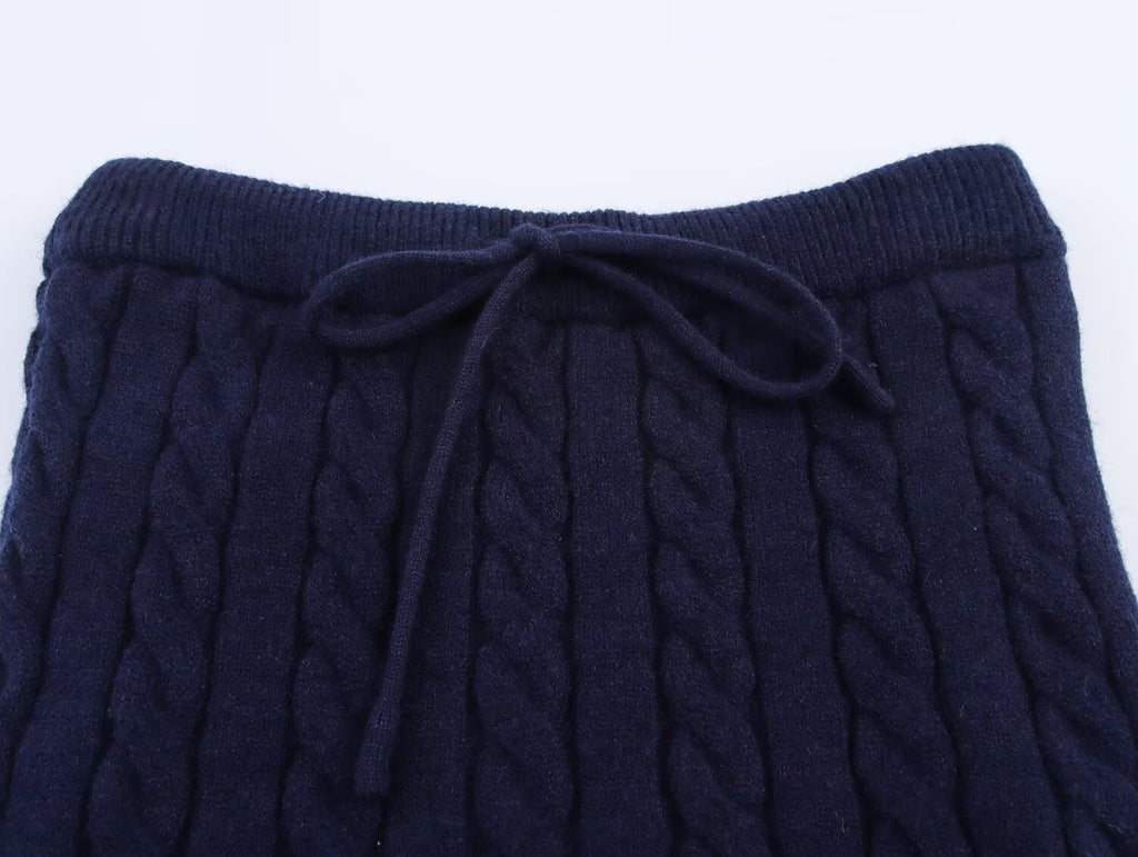Women Clothing Top Casual Anti Aging Embroidered Culottes Knitting Set