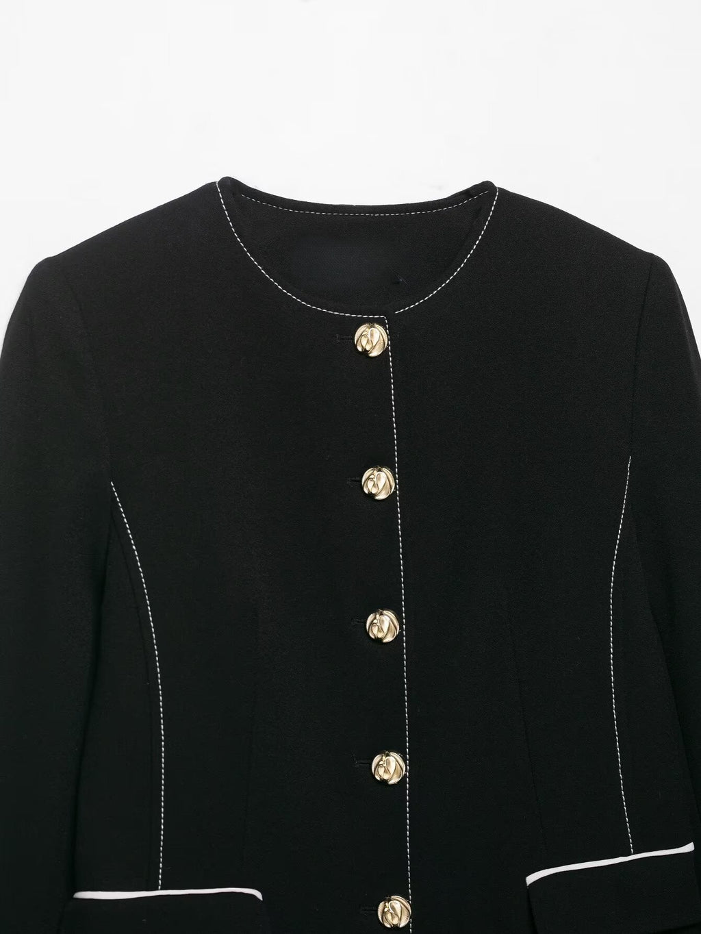 Women Clothing Top Product Trim Patchwork Blazer Contrast Color Double Breasted Culottes Two Piece Sets