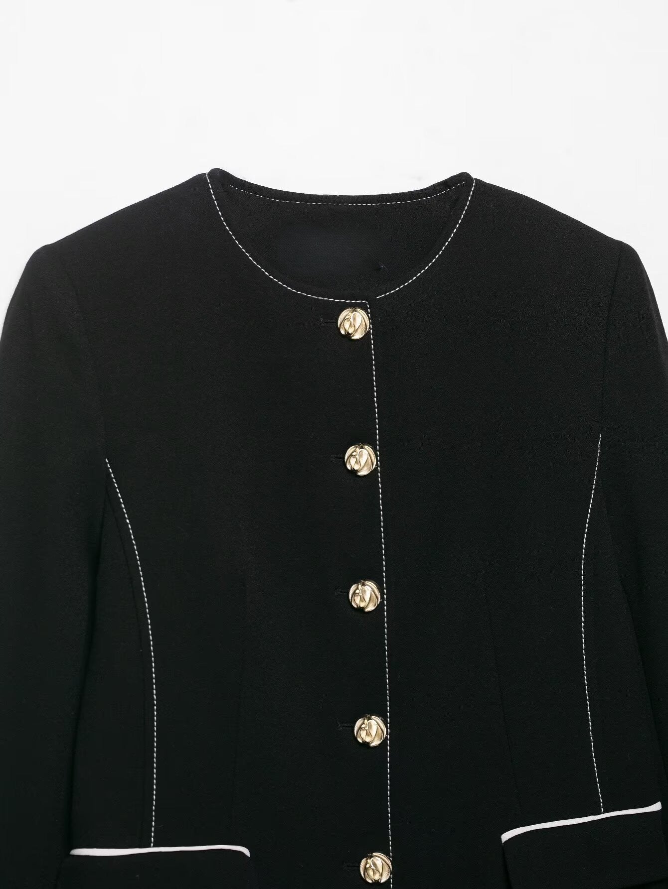 Women Clothing Top Product Trim Patchwork Blazer Contrast Color Double Breasted Culottes Two Piece Sets