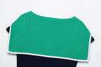 Colorblock Collared Slim Fit Short Knitted Top