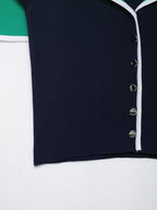 Colorblock Collared Slim Fit Short Knitted Top