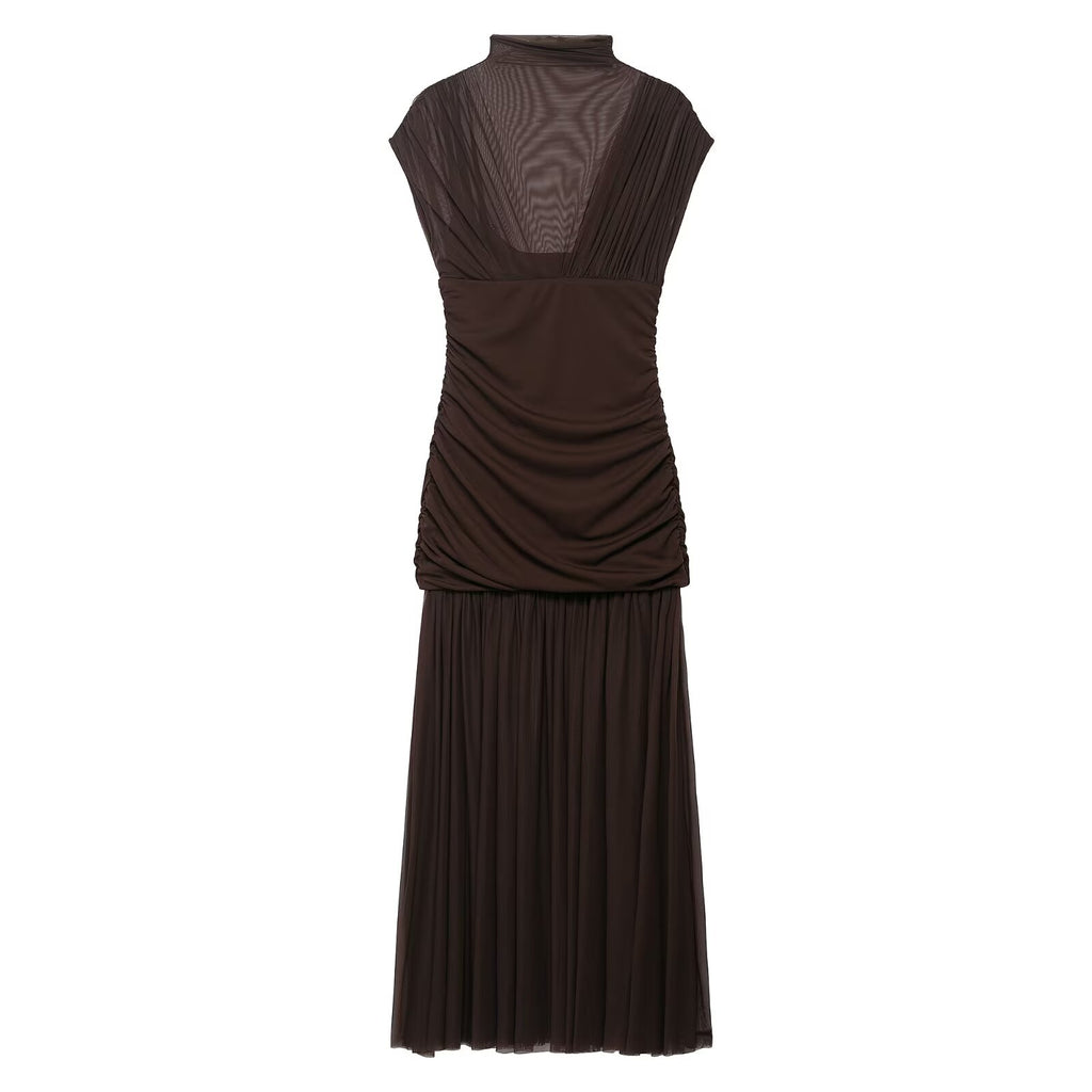 Summer Floral Ribbon Silk Net Stitching Dress