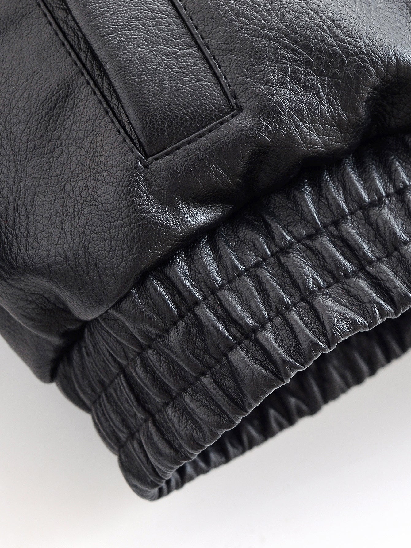 Autumn Winter Women Clothing Black Turn down Collar Jacket Leather Coat Women