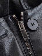 Autumn Winter Women Clothing Black Turn down Collar Jacket Leather Coat Women