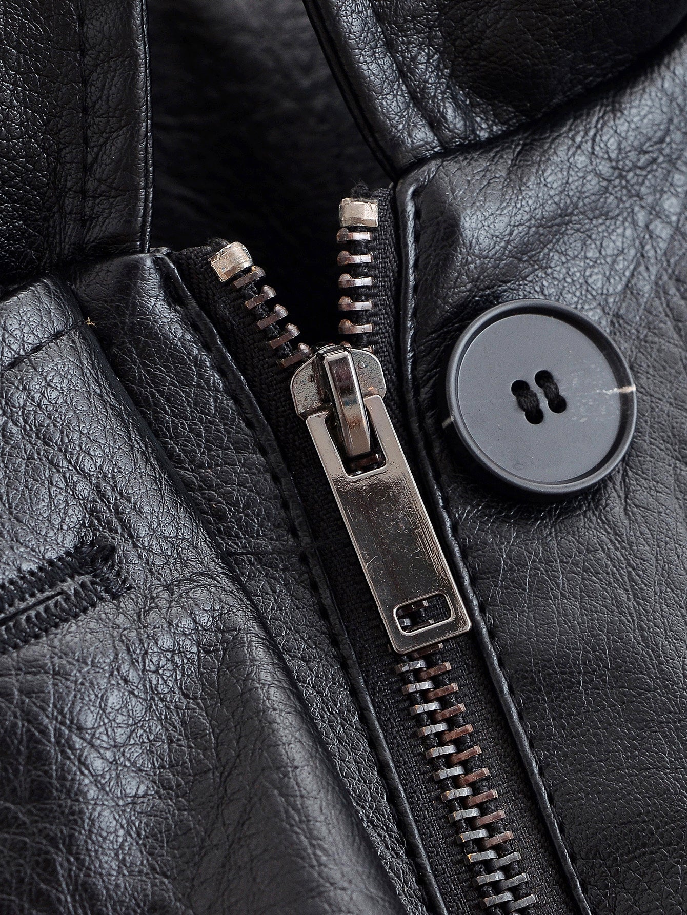 Autumn Winter Women Clothing Black Turn down Collar Jacket Leather Coat Women
