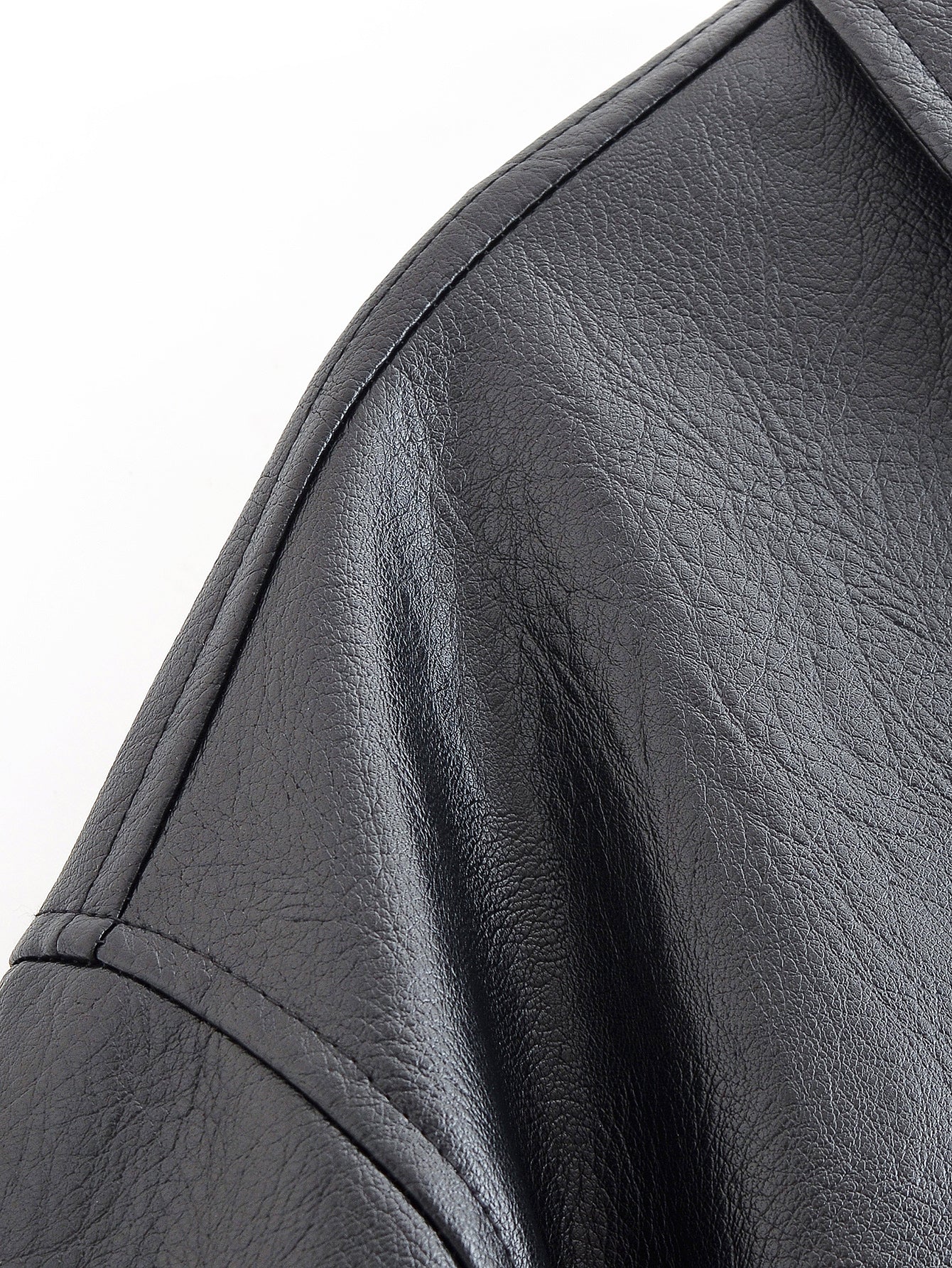 Autumn Winter Women Clothing Black Turn down Collar Jacket Leather Coat Women