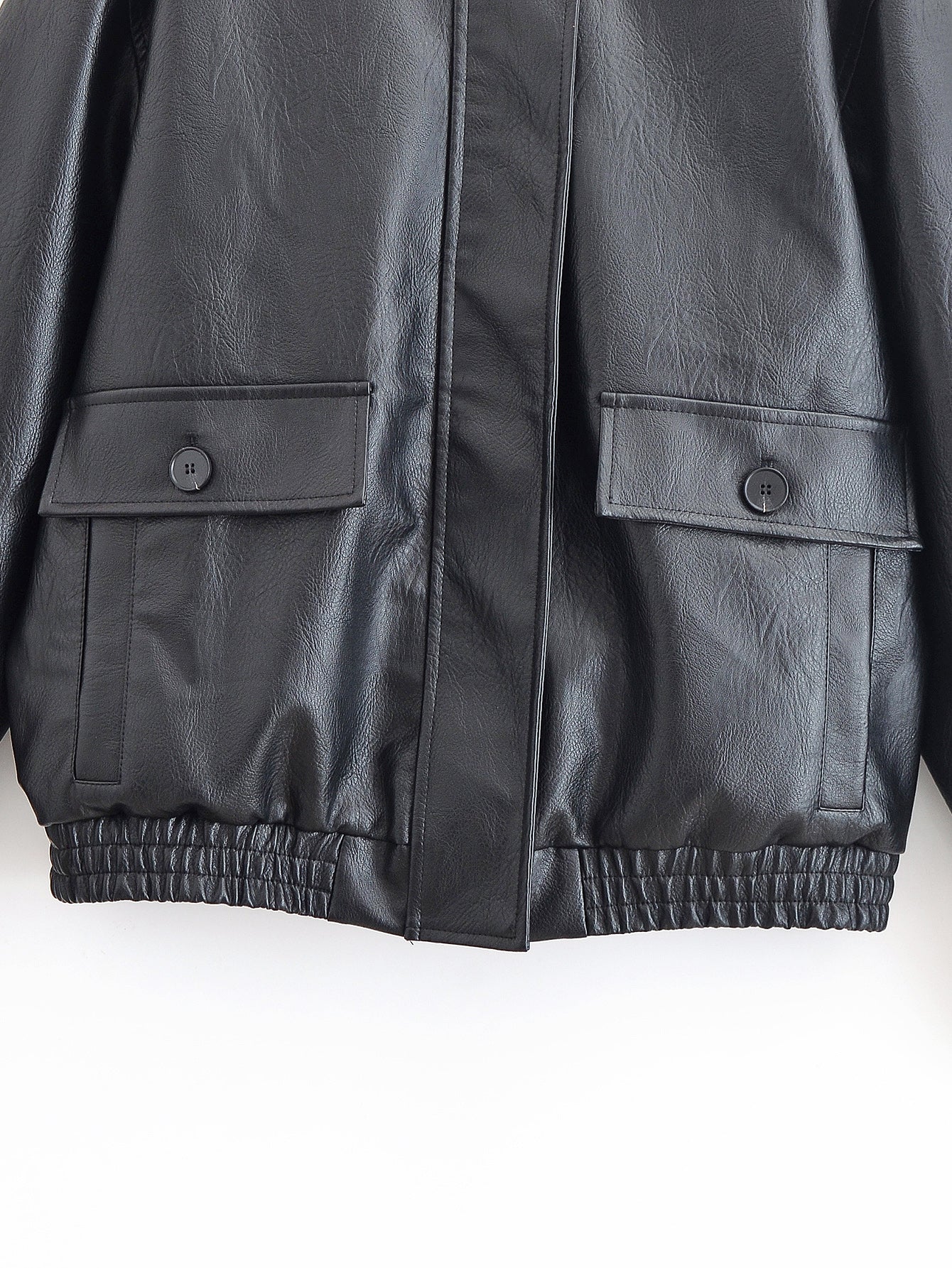 Autumn Winter Women Clothing Black Turn down Collar Jacket Leather Coat Women