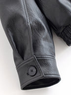 Autumn Winter Women Clothing Black Turn down Collar Jacket Leather Coat Women