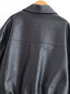 Autumn Winter Women Clothing Black Turn down Collar Jacket Leather Coat Women