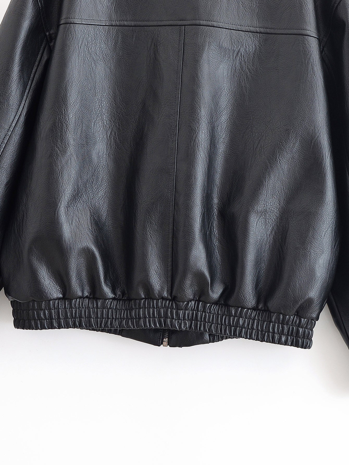 Autumn Winter Women Clothing Black Turn down Collar Jacket Leather Coat Women