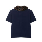 Women Animal Print Neckline Knitted Coat