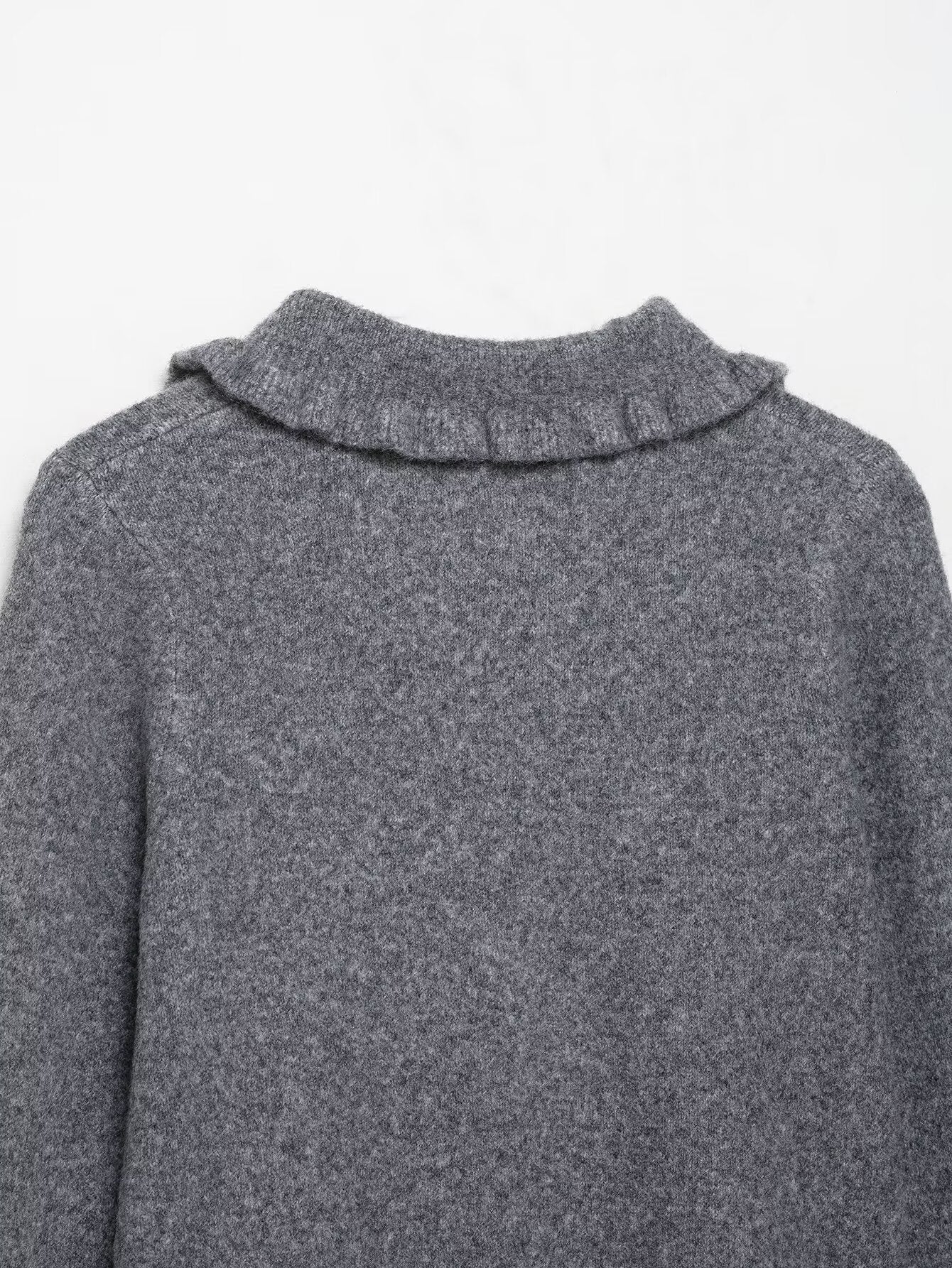 Early Autumn Women Clothing Commuting Solid Color Laminated Decoration Knitwear Coat