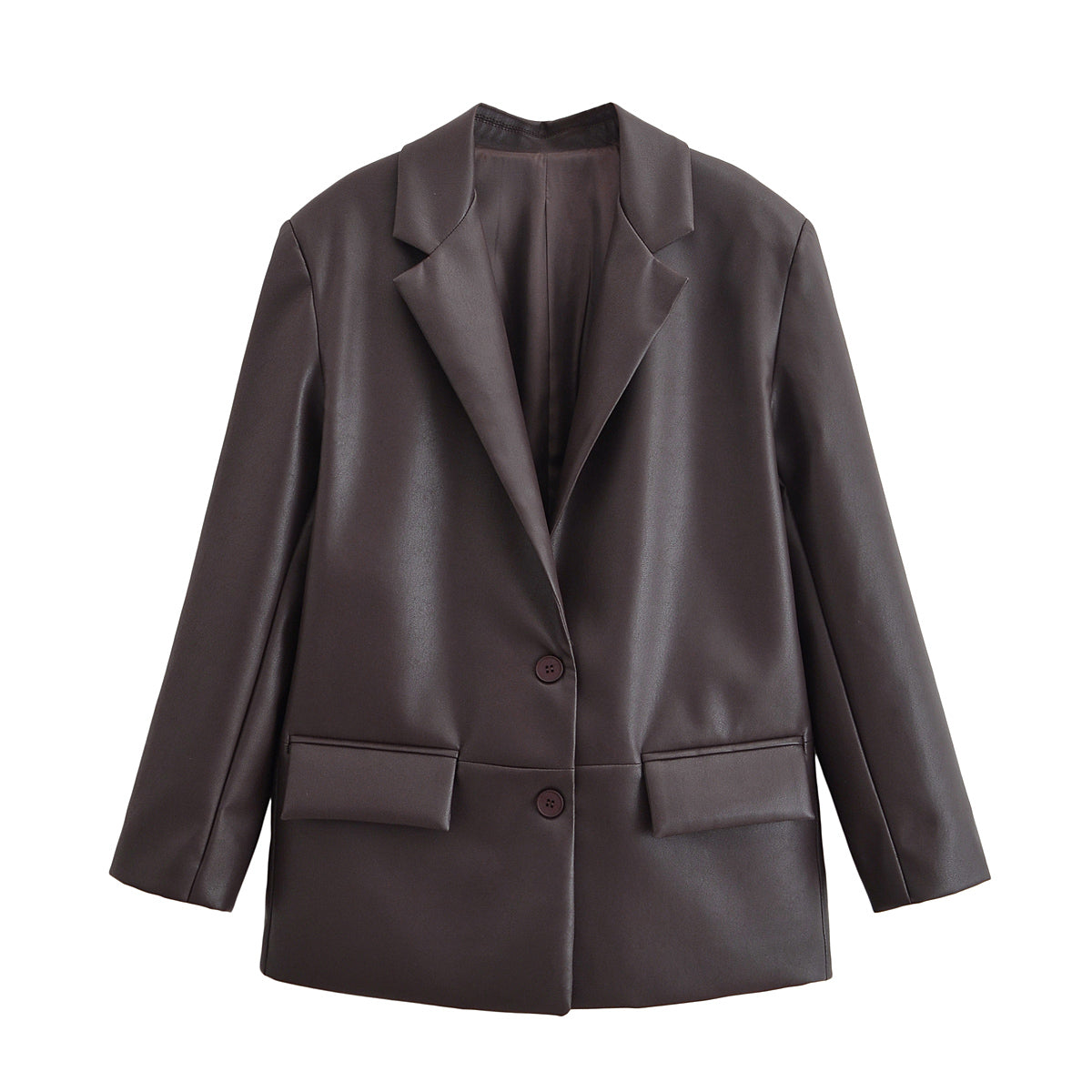 Leather Blazer Women Early Autumn Coat Retro Loose Casual Elegant Top