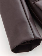 Leather Blazer Women Early Autumn Coat Retro Loose Casual Elegant Top