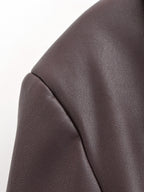 Leather Blazer Women Early Autumn Coat Retro Loose Casual Elegant Top