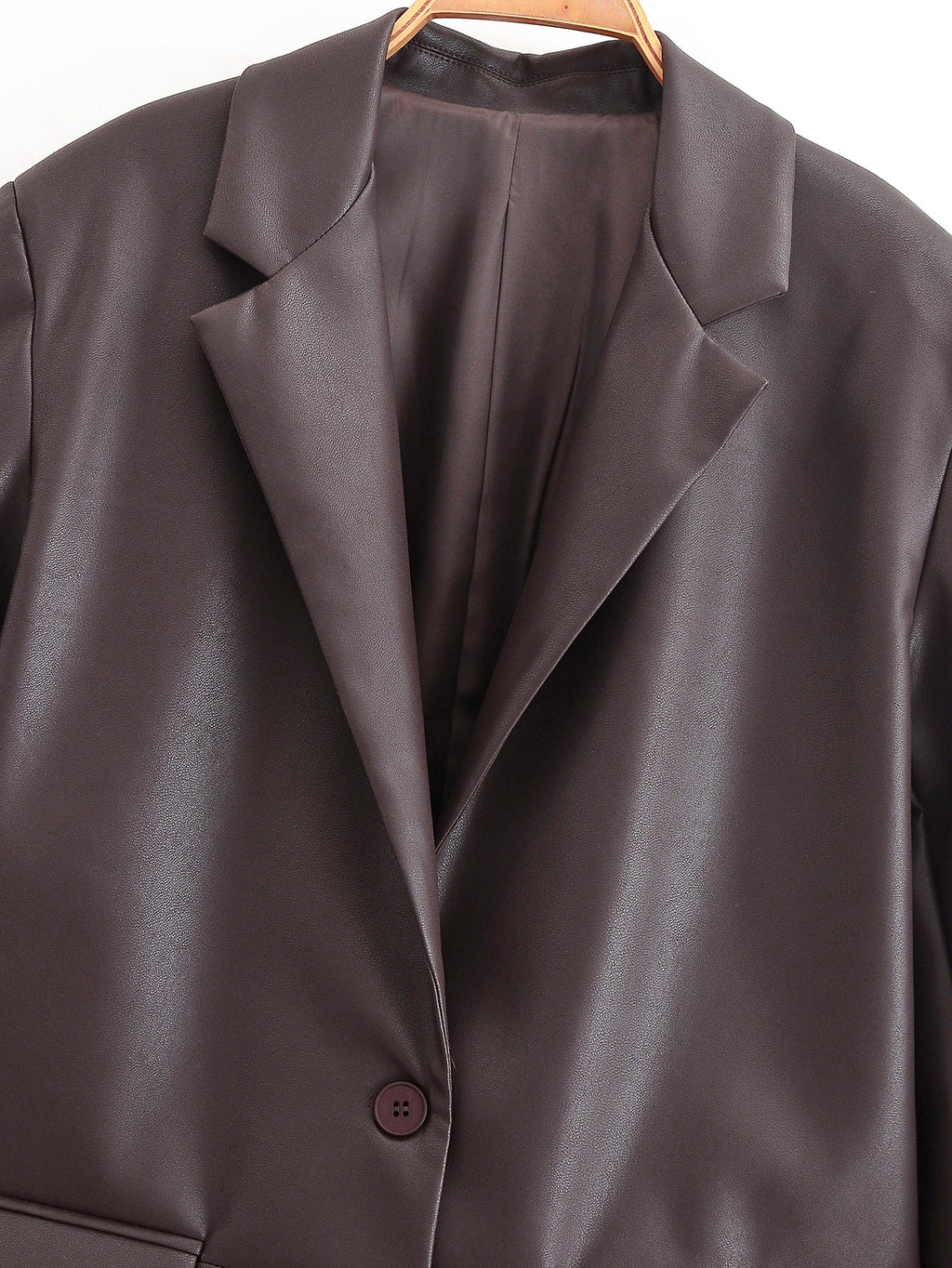 Leather Blazer Women Early Autumn Coat Retro Loose Casual Elegant Top