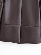 Leather Blazer Women Early Autumn Coat Retro Loose Casual Elegant Top