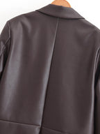 Leather Blazer Women Early Autumn Coat Retro Loose Casual Elegant Top