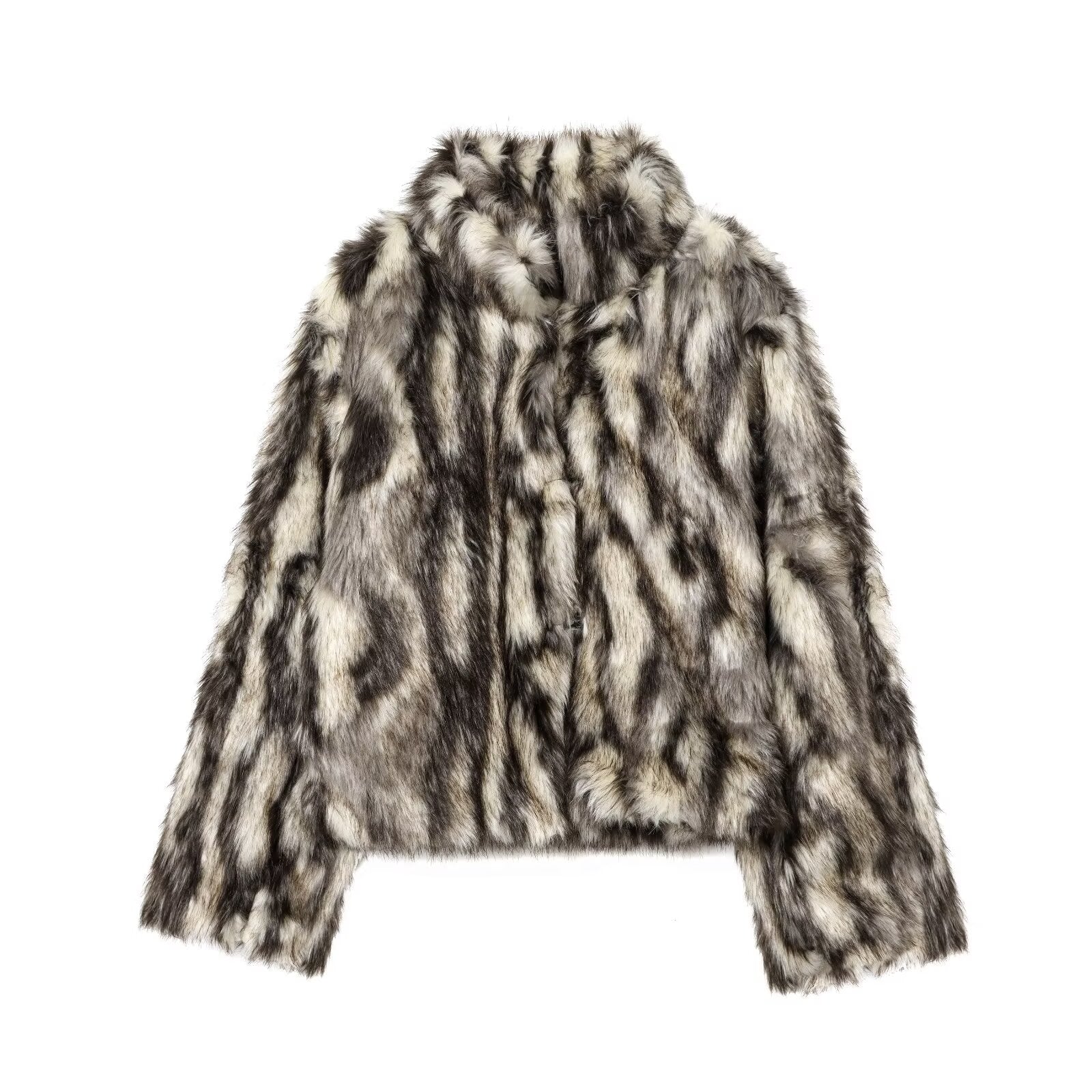 Women Clothing Autumn Winter Artificial Fur Effect Overcoat Jacket