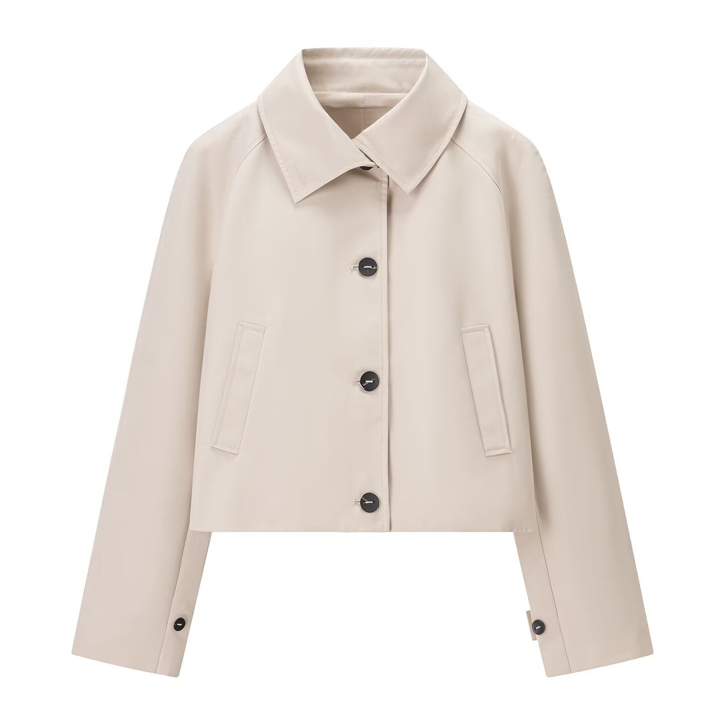 Women Autumn Polo Collar Short Trench Coat