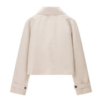 Women Autumn Polo Collar Short Trench Coat