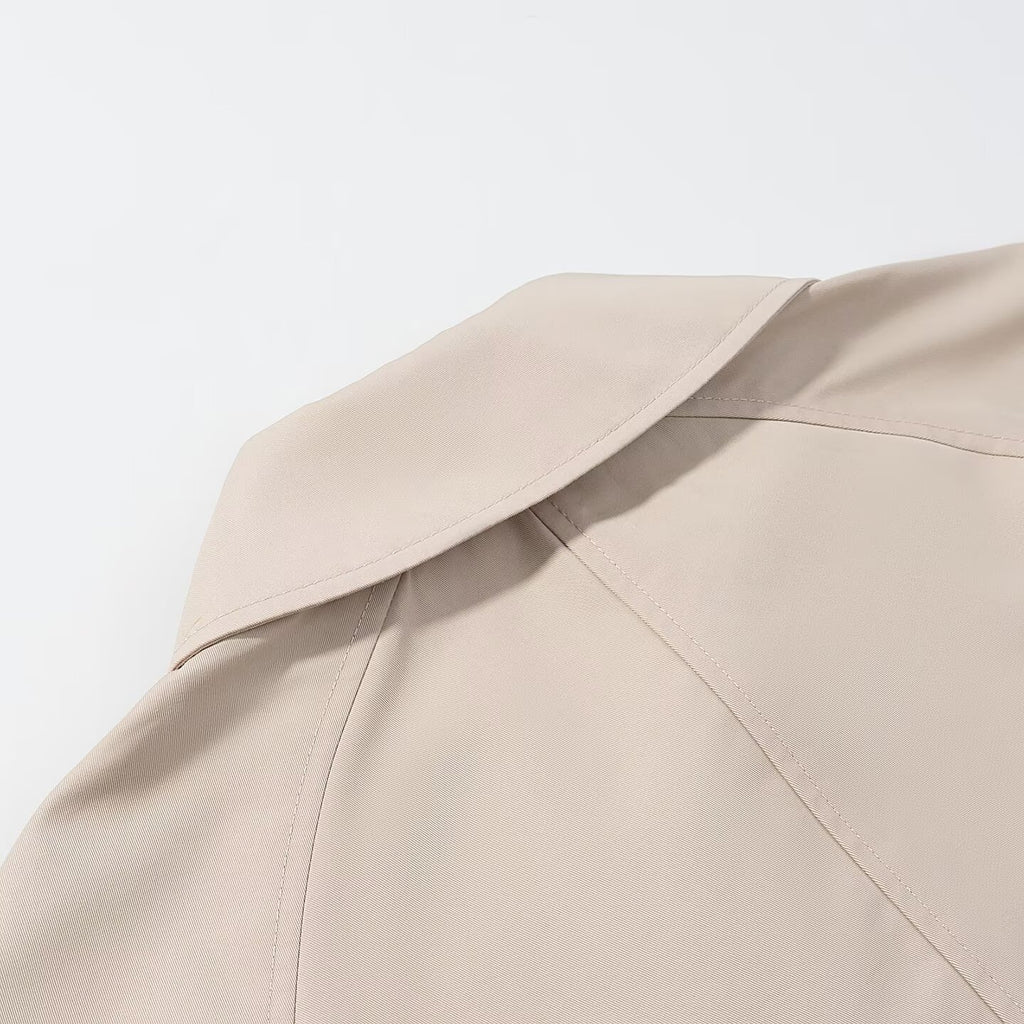Women Autumn Polo Collar Short Trench Coat