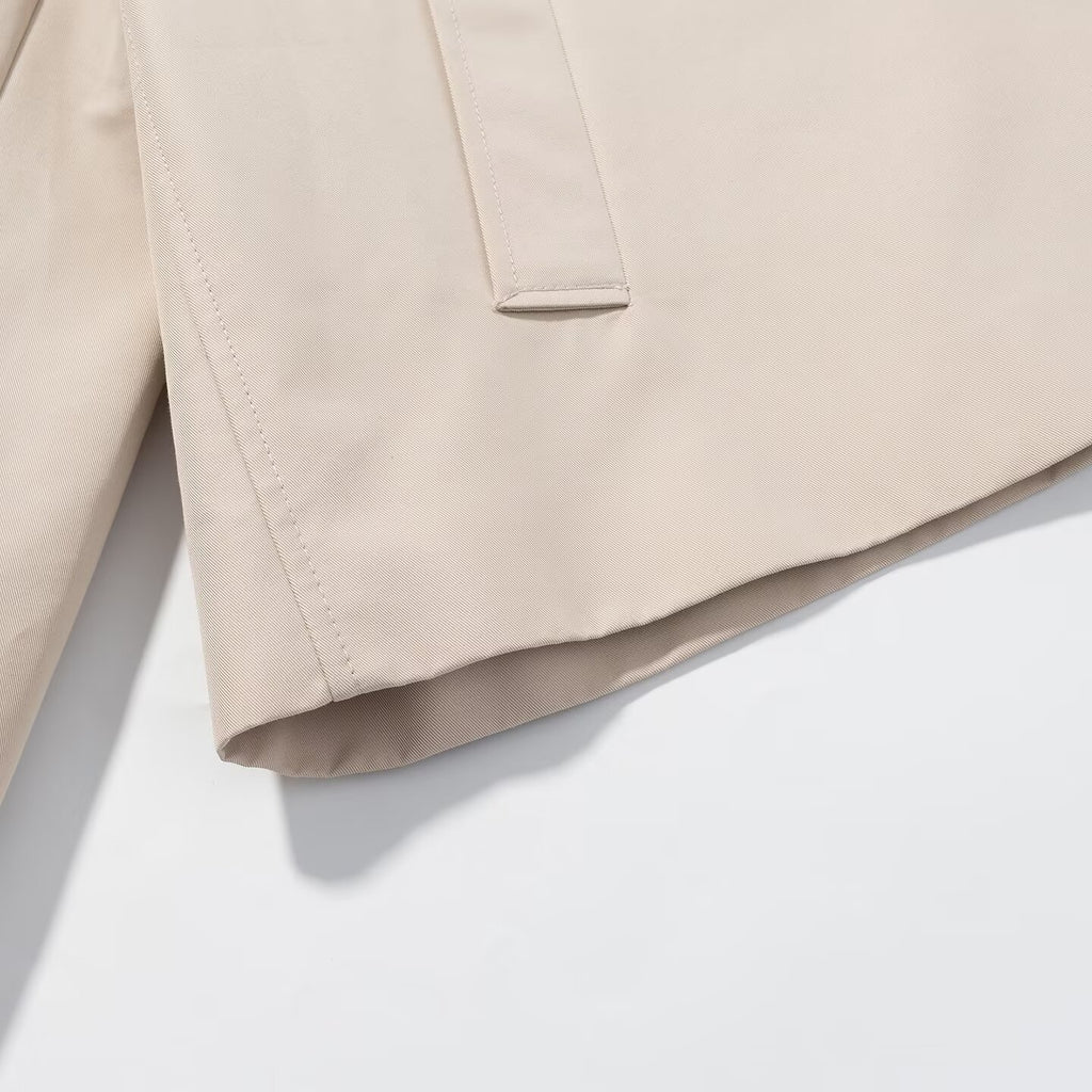 Women Autumn Polo Collar Short Trench Coat